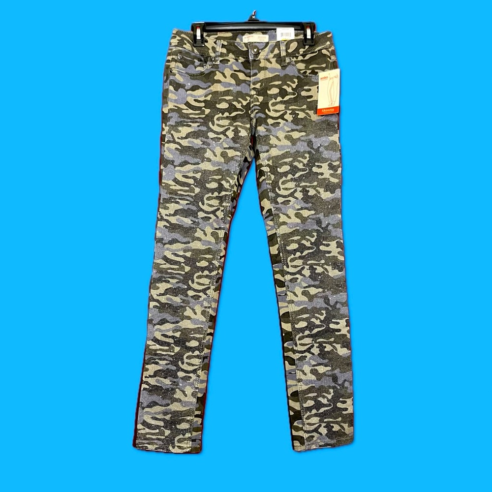2000s RETRO NOBO GLITTER CAMO SKINNY STRETCH HIGH RISE Y2K PANTS NWT